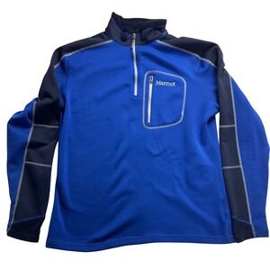 Marmot Mens XL Blue 1/4 Zip Fleece Pullover Jacket Mock Neck Hiking